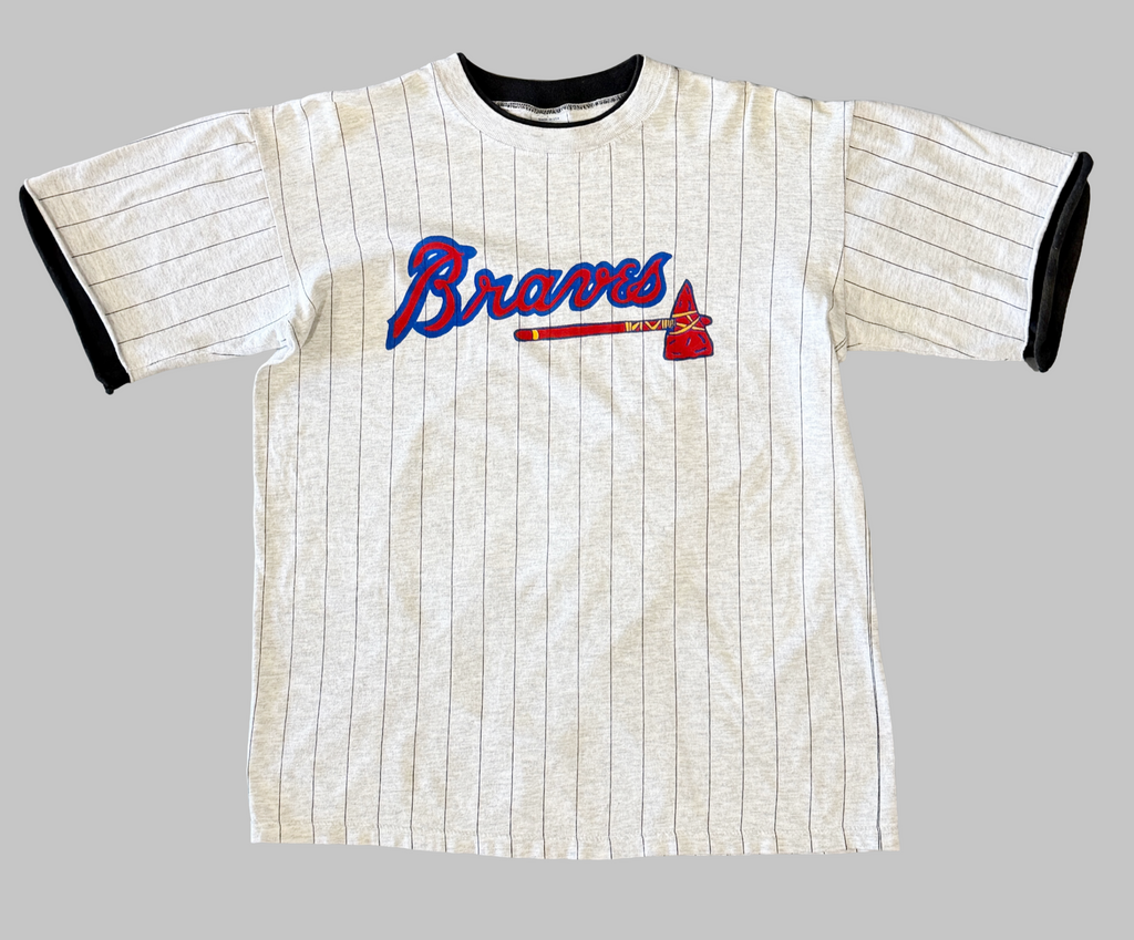 VTG ATL Braves Pin Stripe T-Shirt (L)