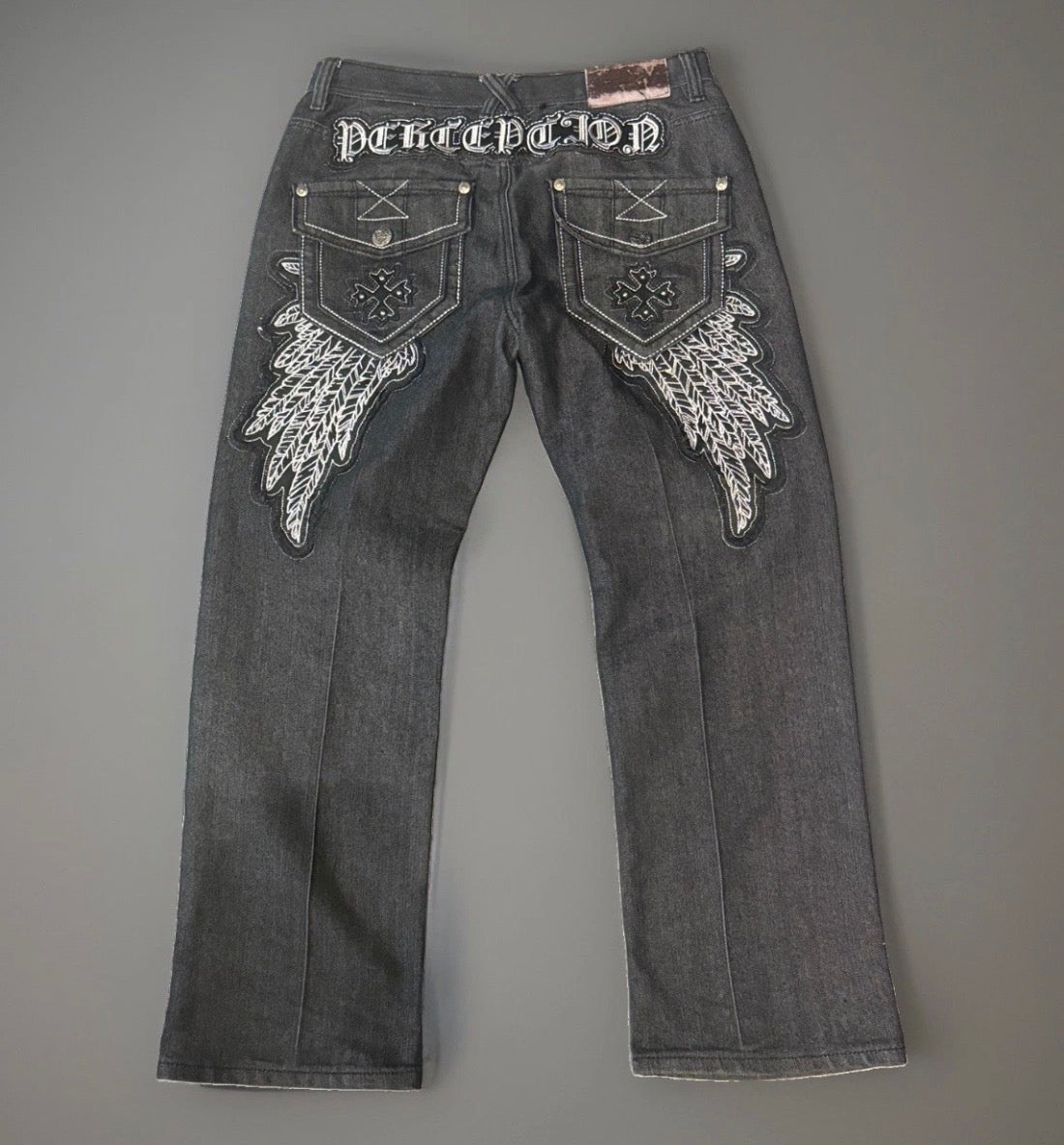 Y2K Imperious Black Winged Jeans (34)