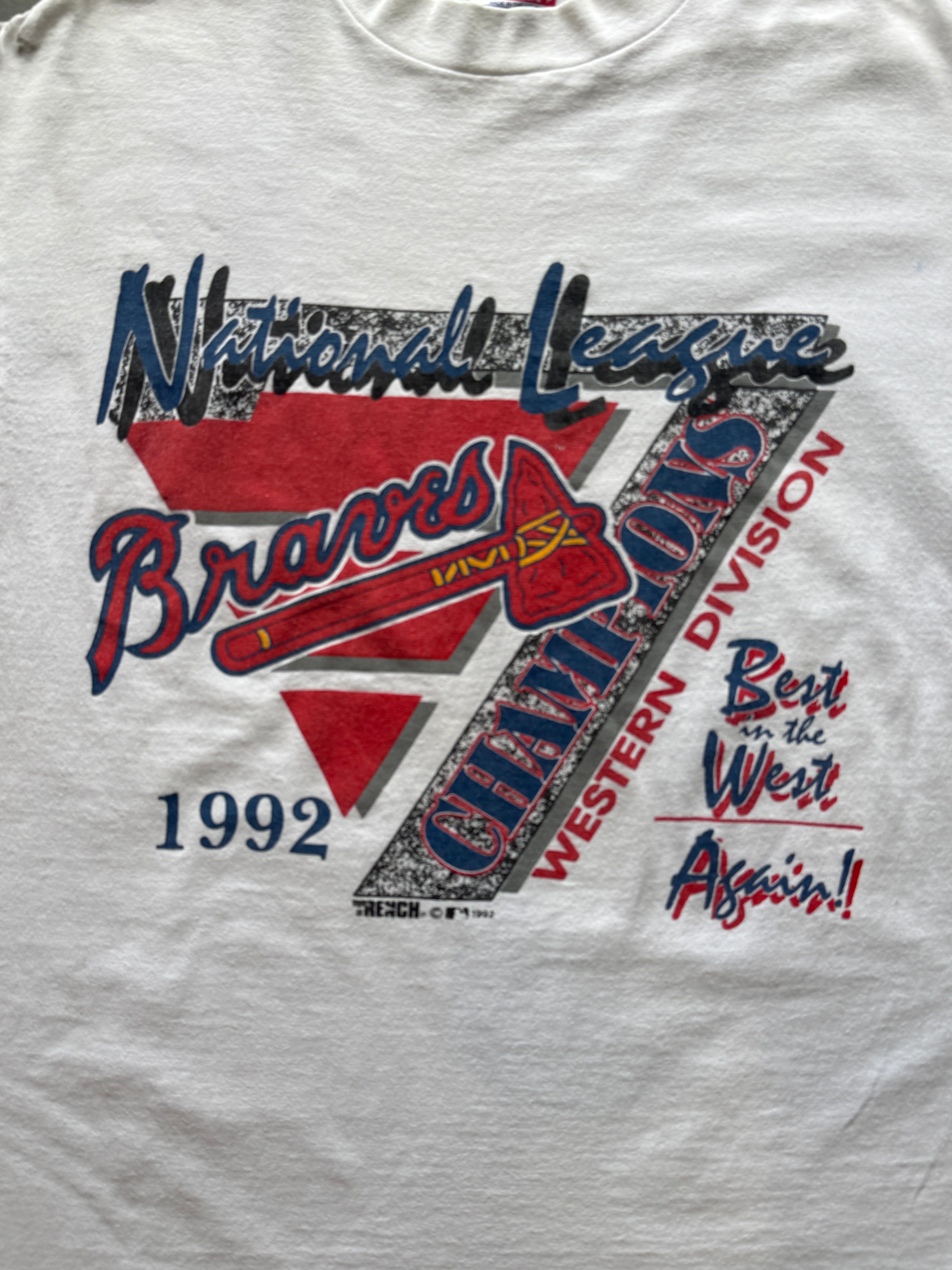 VTG ATL Braves 92 NTL Champs T-Shirt (L)