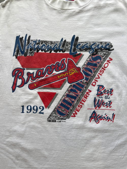 VTG ATL Braves 92 NTL Champs T-Shirt (L)