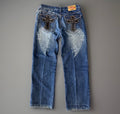Y2K Raw Blue Winged Jeans (38)
