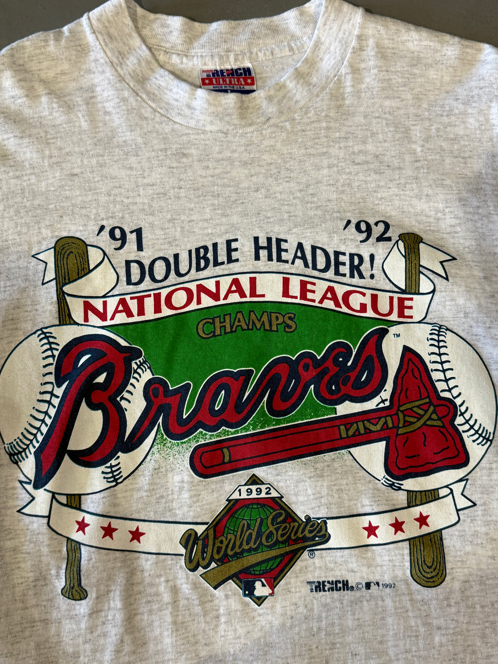 VTG ATL Braves 92 NL Champs T-Shirt (L)