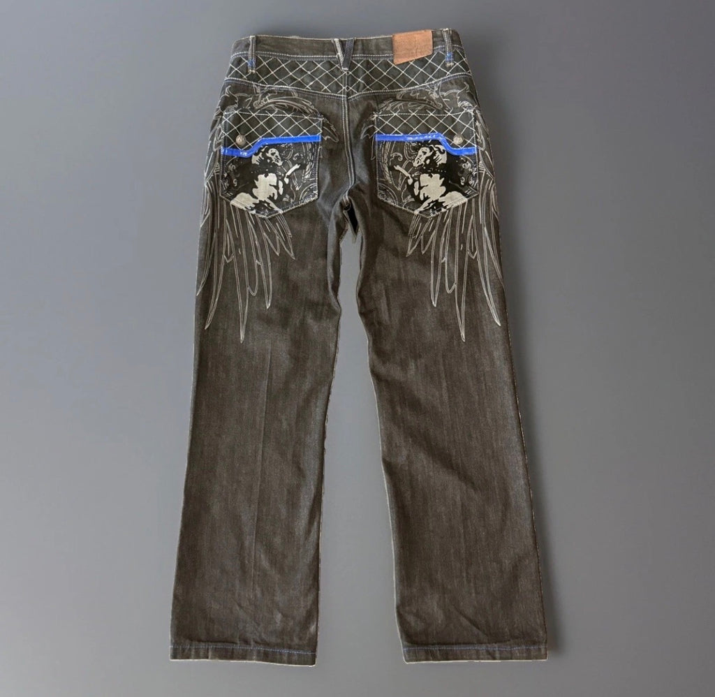 Y2K Russo Black Winged Jeans (34)