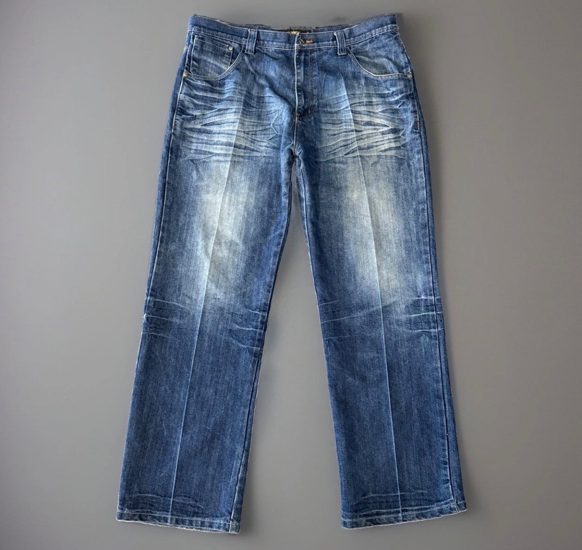 Y2K Raw Blue Winged Jeans (38)
