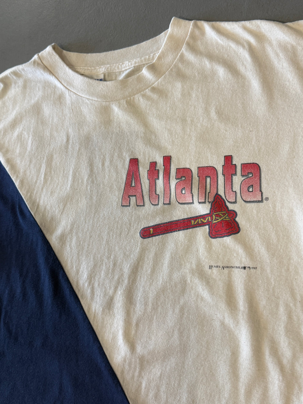VTG ATL Braves Color Block T-Shirt (L)