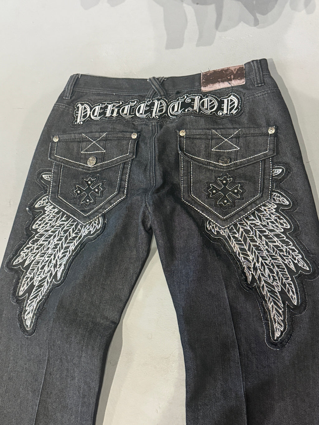 Y2K Imperious Black Winged Jeans (34)