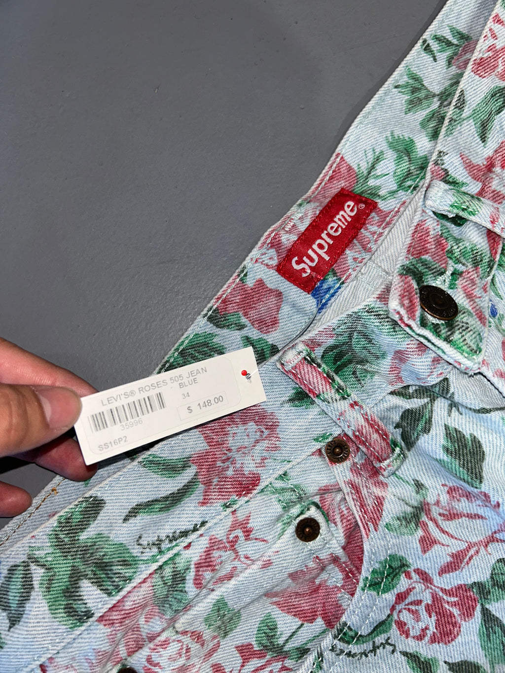 Supreme SS16 Floral Print Denim NWT (34)