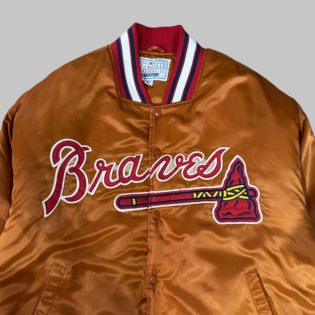 Vtg Braves Orange Satin Starter (3XL)