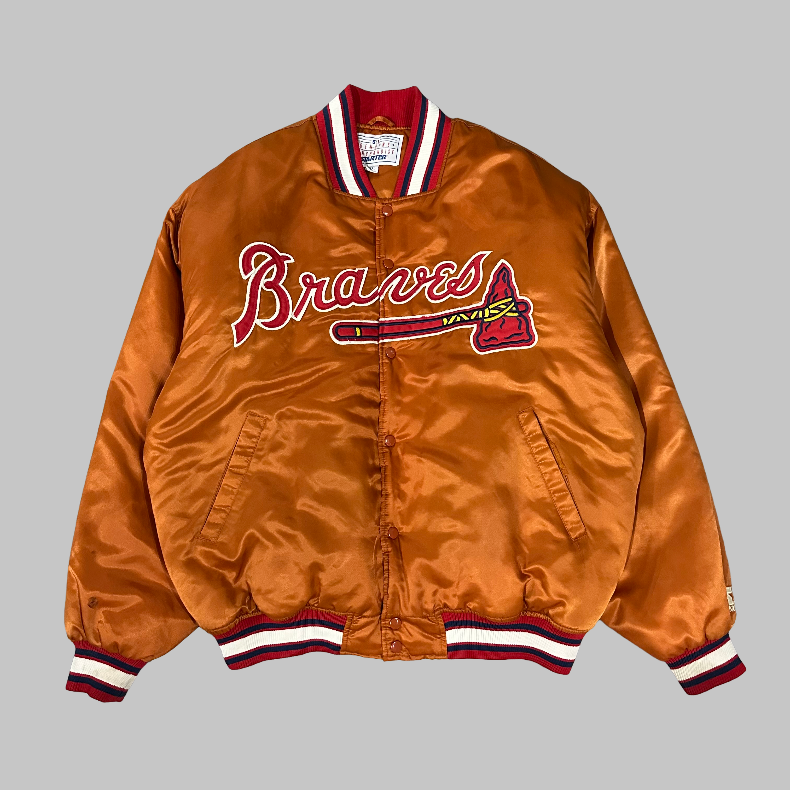 Vtg Braves Orange Satin Starter (3XL)